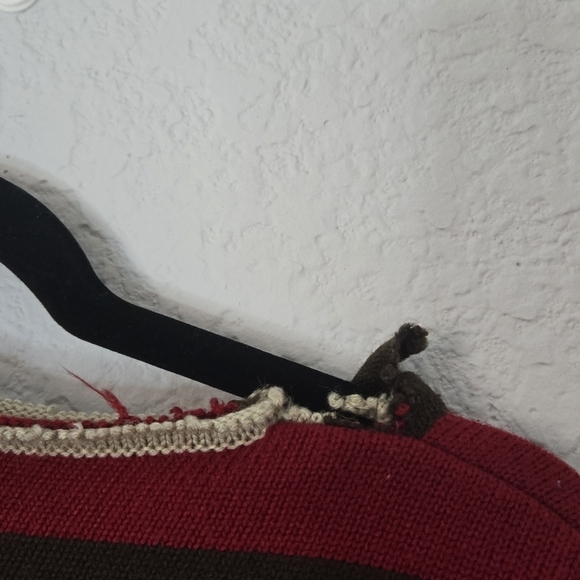 DUKE L Red‎ and Brown Striped Cropped Wool Rugby Sweater - Picture 9 of 9